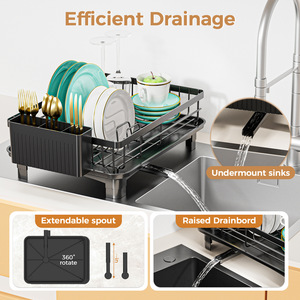 Égouttoir à vaisselle en métal pour comptoir de cuisine avec plateau de drainage, support de rangement multifonctionnel pour assiettes et vaisselle pour la <span class=keywords><strong>maison</strong></span> - Product Image 3
