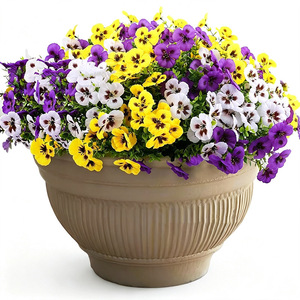 Bouquet de fleurs artificielles de primulas blanches, violettes et jaunes pour la décoration de la maison et des mariages - Product Image 3