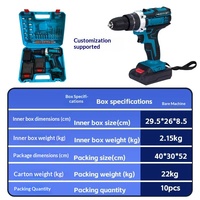 Perceuse sans fil 21V à moteur à balais, mandrin à trois mors, réversible, multi-vitesses pour le bricolage, le vissage et le perçage du bois