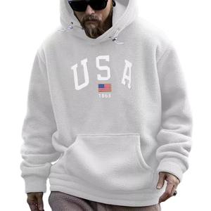 Sudadera con capucha de forro polar para hombre Usa 1863 con bolsillo, ropa informal, sudadera gruesa antipilling para el tiempo libre - Product Image 1