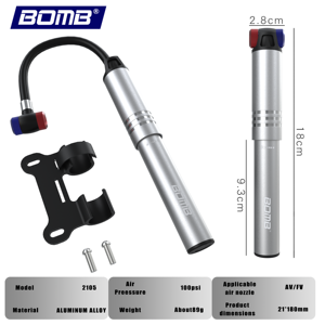 Aluminum Alloy Bicycle Pump Convertible Nozzle Adapter 80-130PSI Manual Air Inflator for Schrader and Presta <b>Valves</b> - Product Image 5