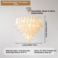 Lustre LED en verre nuage de style Murano, taille moyenne, pour villa, salon, chambre à coucher