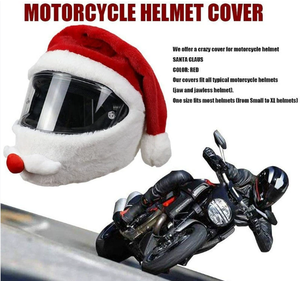 Noël dessin animé <span class=keywords><strong>moto</strong></span> motard en peluche <span class=keywords><strong>casque</strong></span> complet couvre-chef nouveau personnalisé équitation chaud chapeau de père noël en stock - Product Image 4