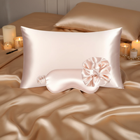 Ensemble de taies d'oreiller en soie de mûrier 100% pure de luxe avec boîte cadeau, taie d'oreiller en soie et masque pour les yeux