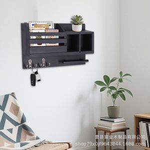Wooden Key And Letter Storage Rack <b>Wall</b> <b>Mounted</b> Entryway <b>Shelf</b> Multipurpose Organizer For Mail Sunglasses Bags Room Decoration - Product Image 1