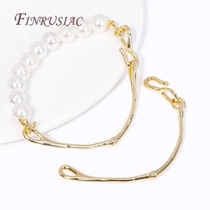 3 tipi 18K oro reale placcato irregolare forma ramo metà bracciale <span class=keywords><strong>biella</strong></span> ganci fai da te gioielli fatti a mano perla accessori - Product Image 1