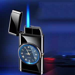 비즈니스 디자인 라이터 고품질 사용자 정의 블루 불꽃 토치 라이터 남성 조절 시계 라이터 - Product Image 4