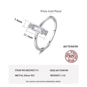 CZCITY S925 perhiasan wanita jari minimalis gadis logam janji murni cincin geometris 925 perak - Product Image 2