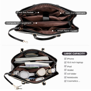 Женский непромокаемый кожаный портфель с подкладкой из полиэстера, 15,6 дюймов - Product Image 3