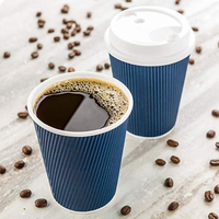 Gobelets en papier kraft ondulé à double paroi Bioleader avec logo personnalisable, couvercles compostables et biodégradables pour café, thé chaud, etc.
