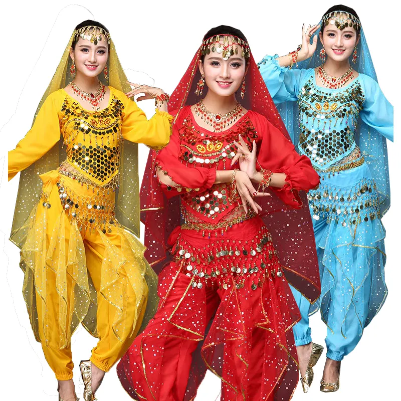 Venta al por mayor clásico highlight rotating Pants Indian Bollywood Gypsy Dance Costume For Lady performance