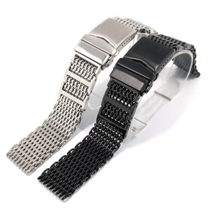 20mm 22mm malla de tiburón hebilla de seguridad ajustable correa de reloj de acero inoxidable de metal - Product Image 1