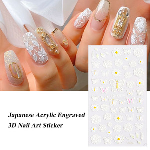 Pegatinas 5D en relieve para <span class=keywords><strong>uñas</strong></span> con diseño <span class=keywords><strong>de</strong></span> <span class=keywords><strong>tulipanes</strong></span>, rosas y mariposas, estilo francés, para manicura - Product Image 4