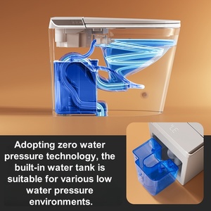 <span class=keywords><strong>WC</strong></span> intelligent japonais monobloc avec chasse automatique intelligente BGS, capteur automatique, ouverture électrique, cuvette de toilette, siphon en S, toilette intelligente automatique - Product Image 3