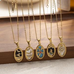 Hongtong B1-303 Neueste Design <span class=keywords><strong>Tarot</strong></span> Glänzende Zirkon Vintage Hot Sale Zarte Mode Schmuck Großhandel Anhänger Halsketten - Product Image 1