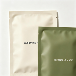 Bolsa de Plástico Cosmética con Sellado Térmico, Sellado de Tres Lados, Laminada con BOPP, Desechable, Impresión Offset Verde Beige - Product Image 4