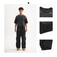 T-shirts personnalisés décontractés en tricot 100% coton 280 grammes respirants avec imprimé graphique, col rond, longueur normale, coupe ample, surdimensionnés, courts pour hommes