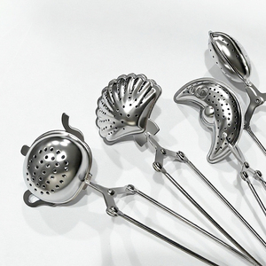 FANGYUAN özel ucuz kabuk kalp altın kaplama Metal paslanmaz çelik gevşek yaprak örgü çay topu çay demlik süzgeç kolu ile - Product Image 5