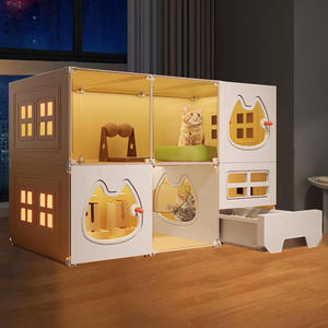 Villa per Gatti in Plastica con Lettiera Integrata e Bagno Tutto-in-Uno, per Uso Domestico, Ideale per Gatti Carini - Product Image 1