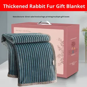Thickened Wool <b>Rabbit</b> Velvet Blanket Gift Box Set All-Season Factory Cross-Border Wholesale - Product Image 3