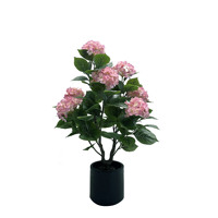 Tanaman Pot Hydrangea Buatan untuk Dekorasi Lantai, Bunga Buatan untuk Pajangan Kantor Dalam & Luar Ruangan, Sangat Realistis