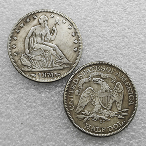 Pièces de monnaie commémoratives de style antique, demi-dollar Liberty assise, États-Unis, 1850-1890, cadeaux, décoration intérieure - Product Image 3