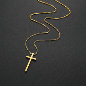 Popolare <span class=keywords><strong>60</strong></span> <span class=keywords><strong>cm</strong></span> di lunghezza uomini donne Unisex in acciaio inox religioso croce <span class=keywords><strong>collana</strong></span> pendente per maglione - Product Image 5