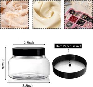 Tarros Cosméticos de Boca Ancha de Plástico PET Transparente de 8oz con Tapa de Rosca de Aluminio para Mantequilla Corporal, Loción, Crema, Gel y Exfoliante de Azúcar - Product Image 2