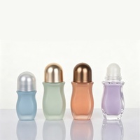 Flacon roll-on de luxe 50 ml en verre cintré unique, vide, à fond épais, pour déodorant et parfum, vente en gros