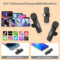 Microphone cravate sans fil 2 en 1, mini micro Lavalier avec récepteur Type C IOS pour Android, iPhone, smartphone