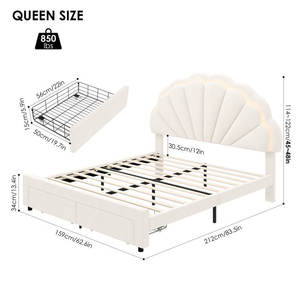 <span class=keywords><strong>Lit</strong></span> King Size et <span class=keywords><strong>Lit</strong></span> Enfant <span class=keywords><strong>de</strong></span> Style Mid-Century Moderne avec Rangement et Tête <span class=keywords><strong>de</strong></span> <span class=keywords><strong>Lit</strong></span> Lumineuse - Product Image 1