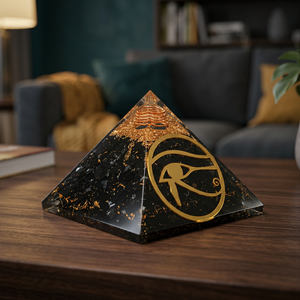 Pyramide d'orgonite en pierre précieuse de tourmaline noire naturelle |   Objet décoratif artisanal en cristal pour la guérison énergétique |   Protection contre les EMF | - Product Image 1