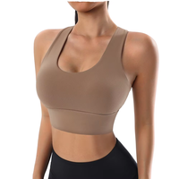 BR496 Soutien-gorge de sport respirant en composite avec boucle dorsale, dos élégant, bretelles croisées, tout-en-un, effet push-up