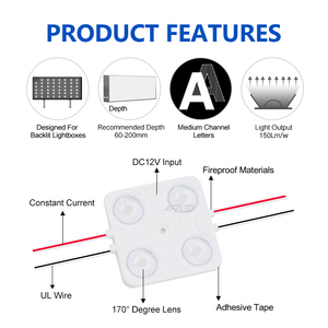 DC12V haute puissance 2835 2W 4LEDs carré 6500K rétro-éclairé Injection LED Module lumière IP65 2W surdimensionné canal lettres boîtes à lumière - Product Image 5