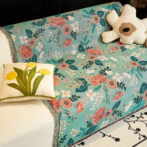 Manta de tapiz tejido Jacquard Floral verde de alta calidad personalizada estilo moderno recién llegado lavable para sofá al por mayor - Product Image 5