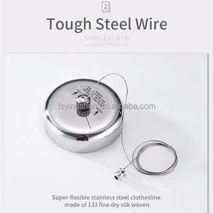 Tendedero individual retráctil de acero inoxidable 304 de alta resistencia al por mayor, tendedero de secado de grado comercial montado en la pared para sala de estar - Product Image 4