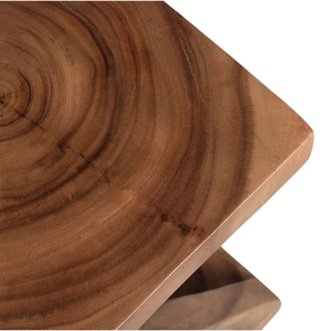 Tavolino Quadrato con Piedistallo Intrecciato, Piccolo Tavolo d'Appoggio per Bevande, Design in Legno Mungur Intagliato a Mano, Arredamento Casual per Soggiorno - Product Image 5
