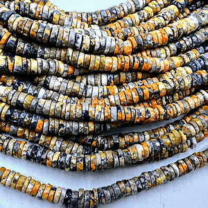 Al por mayor, cuentas Heishi facetadas de jaspe amarillo abeja de alta calidad, forma de neumático, tamaño personalizado, joyería de piedra, 5 pulgadas de largo - Product Image 1