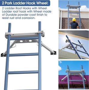 Support d'échelle réglable en longueur JH-Mech pour toit avec patin antidérapant en caoutchouc, stabilisateur d'échelle extensible robuste - Product Image 5