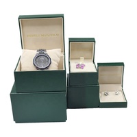 Maßgefertigte Personalisierte Handgemachte Grüne Luxus Kunstleder Rechteckige Elegante Glamouröse Premium Schmuckbox Halskette Ring Verpackung