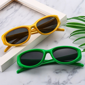 89122 Custom Small Oval <b>Cat</b> Eye Y2K Sunglasses Women Vintage Green Yellow Sports Sun Glasses Men Hip Hop Driving Shades Uv400 - Product Image 6