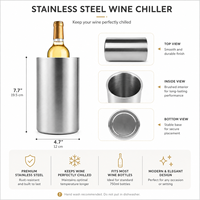 Ember Pendingin Anggur Stainless Steel 1.6L dengan Logo Kustom, Warna Merah Champagne, untuk Anggur Merah, Bir, dan Minuman Lainnya, Berdinding Ganda dan Terisolasi