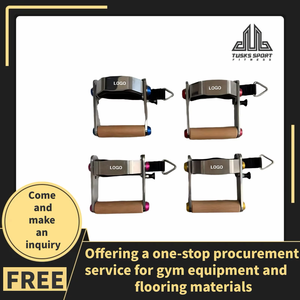 Agarraderas de Acero Inoxidable con Empuñadura de Madera para Bandas de Resistencia, Accesorios para Equipos de Gimnasio, Agarraderas Giratorias para Ejercicios de Tríceps - Product Image 2