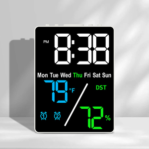 Reloj de Pared Digital LED Multicolor con Cargador de Teléfono, Calendario, Higrómetro, Alarma RGB, Luz de Fondo de Pantalla, para Oficina - Product Image 1