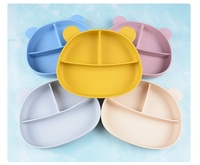 Vente en gros de fournitures personnalisées Vaisselle alimentaire écologique Bol Assiette Cuillère Ensemble d'alimentation en silicone pour bébé Nouvel ensemble d'assiettes pour bébé sans Bpa