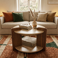 Table basse moderne Deluxstar, gain de place, finition grain de bois naturel, double niveau de rangement, pliable, durable, garantie 3 ans, pour le salon