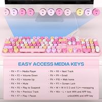 Keyboard Komputer Kabel OEM ODM Tombol Bulat Gaya Mesin Ketik Retro Ukuran Penuh USB Plug and Play untuk Laptop PC Desktop Wind