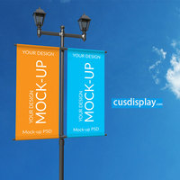 Bannières d'éclairage public de la meilleure qualité Bannières de poteau de lampe Avenue personnalisées Drapeaux promotionnels Bannières d'affichage avec logo de supports matériels