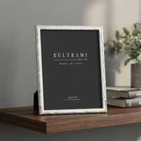 Cadre photo élégant fait main Beltrami 8x10 en bois plaqué argent, fabriqué en Italie