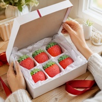 Bombe de bain artisanale en forme de fraise, boule effervescente, parfum sucré, spa relaxant, coffret cadeau de 6 pièces, OEM ODM personnalisé, 80g